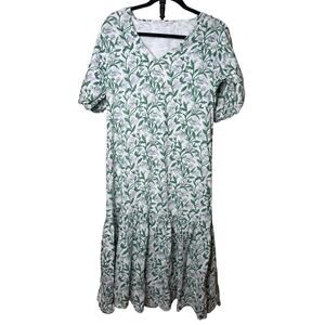 ANNA CATE Puff Sleeve 100% Cotton Maxi Dress Size Large